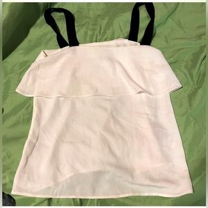 H&M white top with black shoulder top